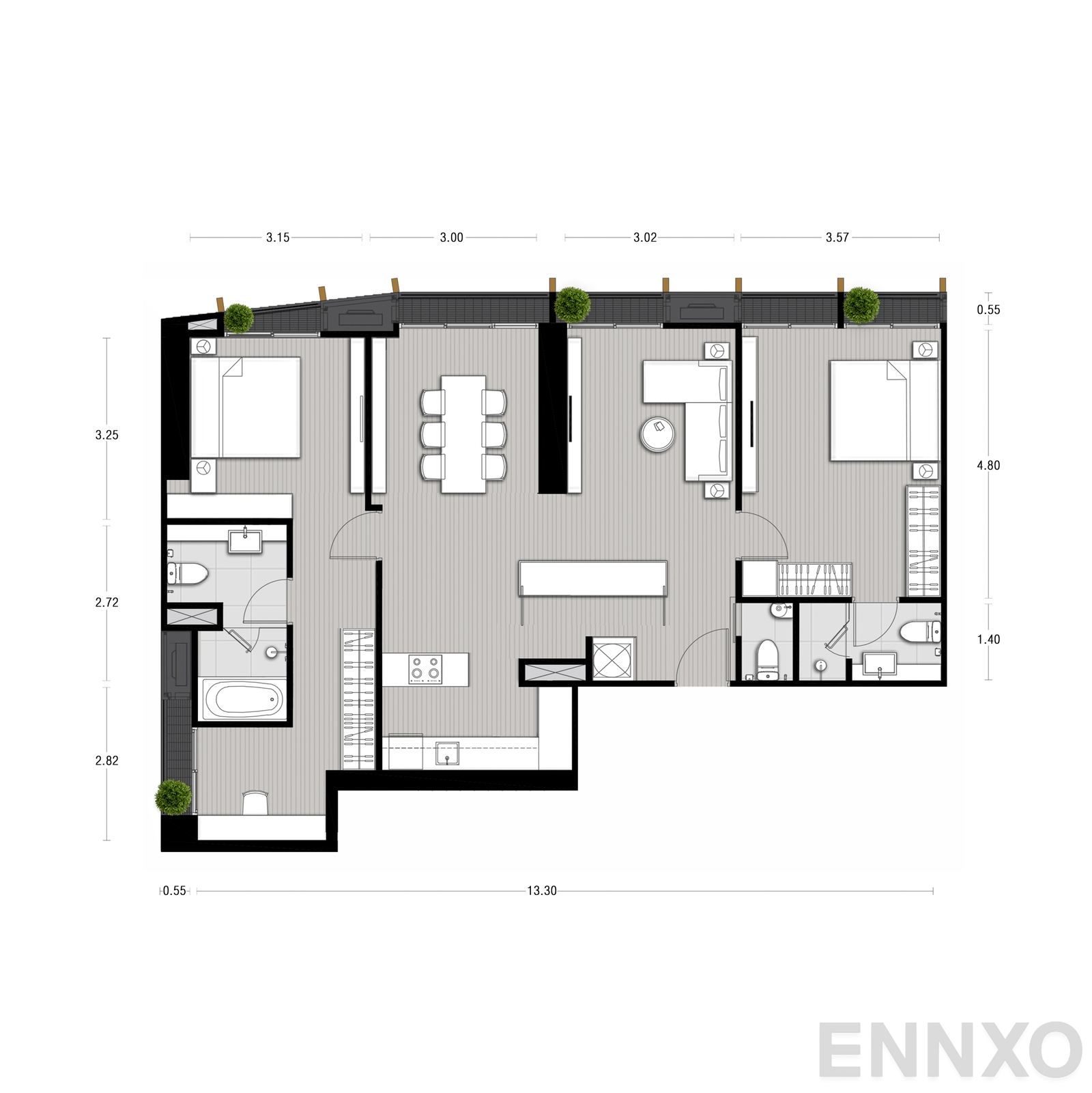รูปแปลนห้อง P1 ของโครงการ NOBLE STATE 39
