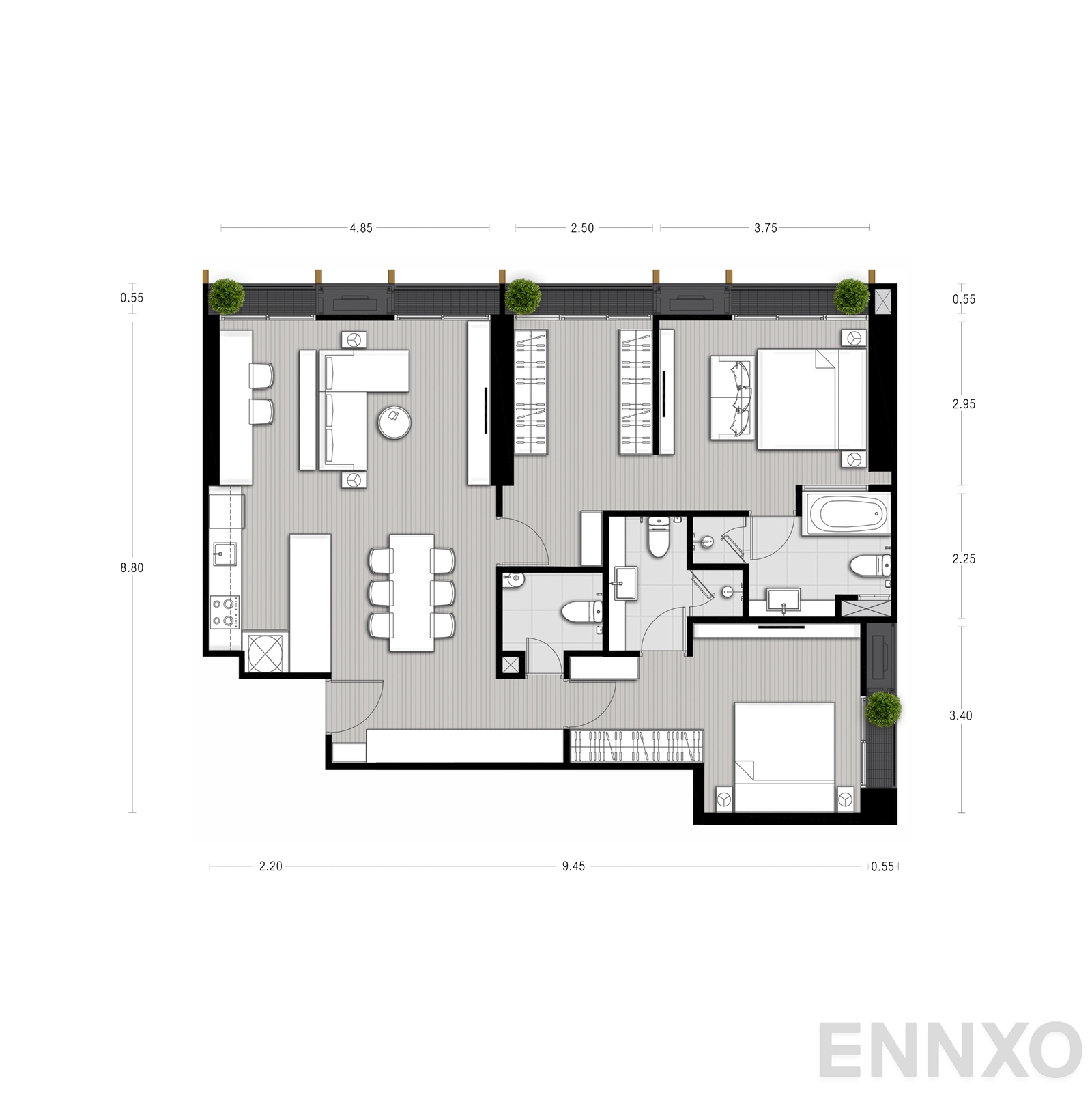 รูปแปลนห้อง P3 ของโครงการ NOBLE STATE 39