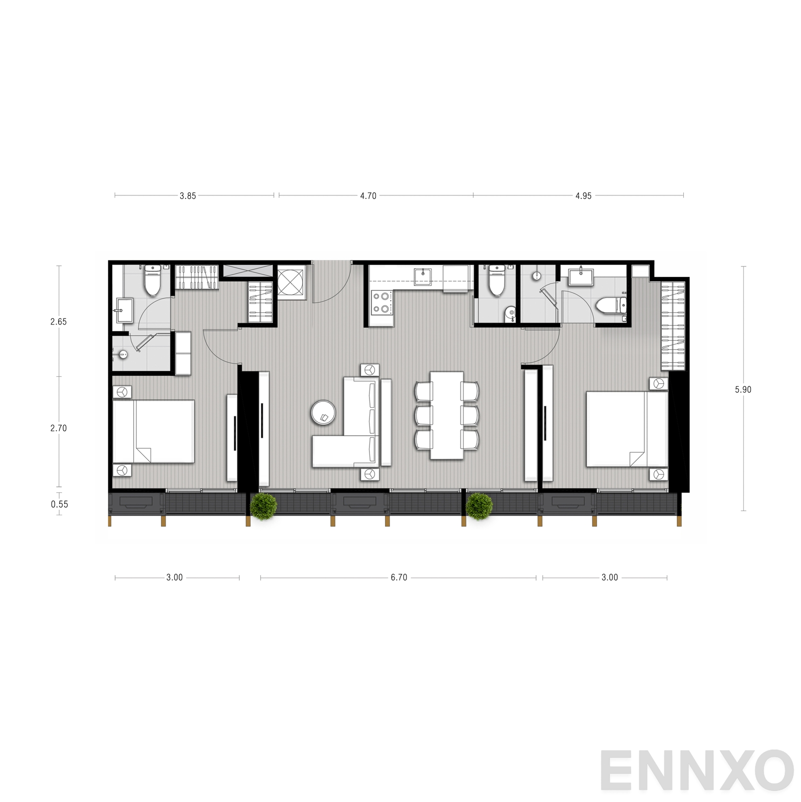 รูปแปลนห้อง P5 ของโครงการ NOBLE STATE 39