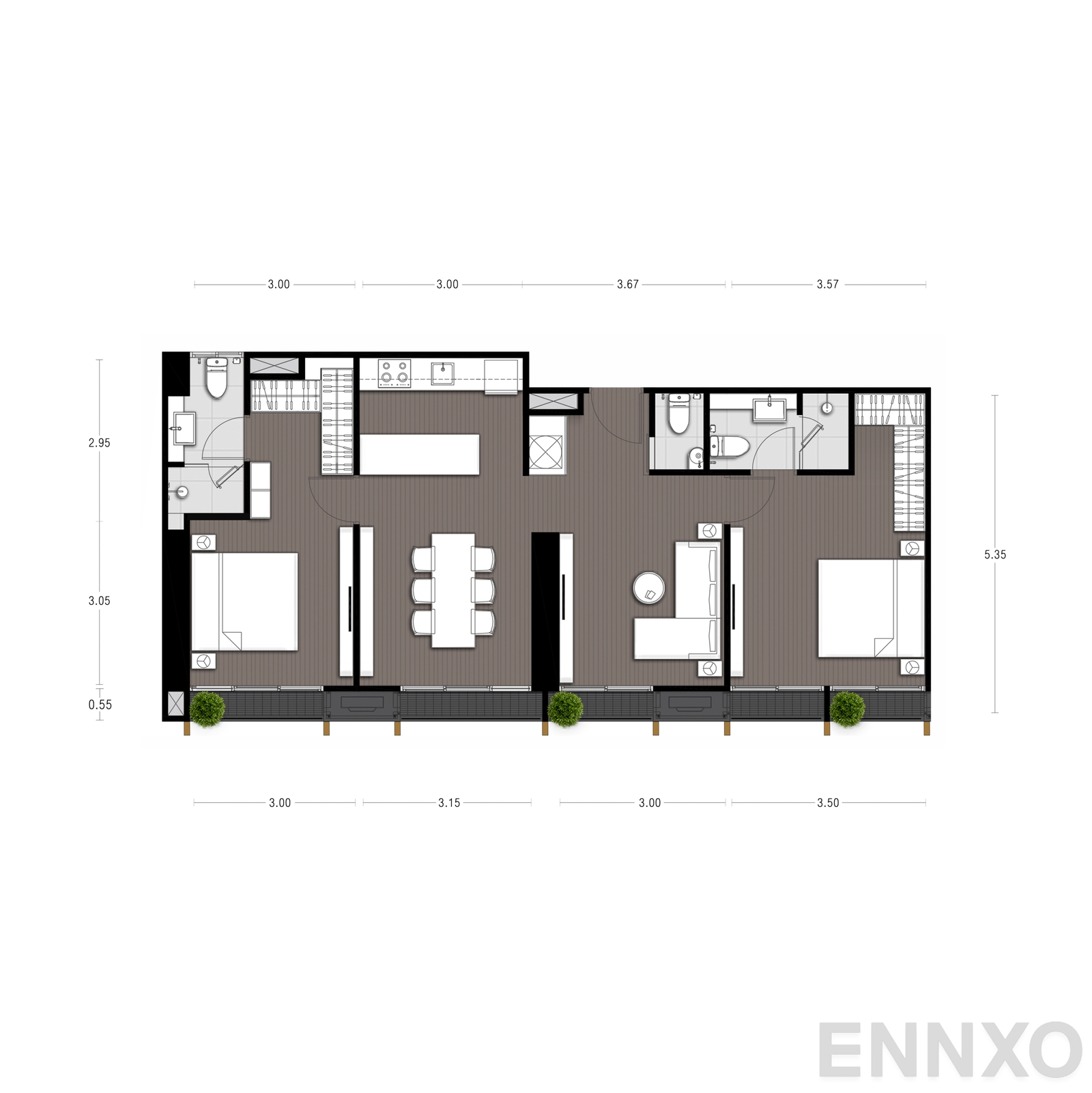 รูปแปลนห้อง P6 ของโครงการ NOBLE STATE 39