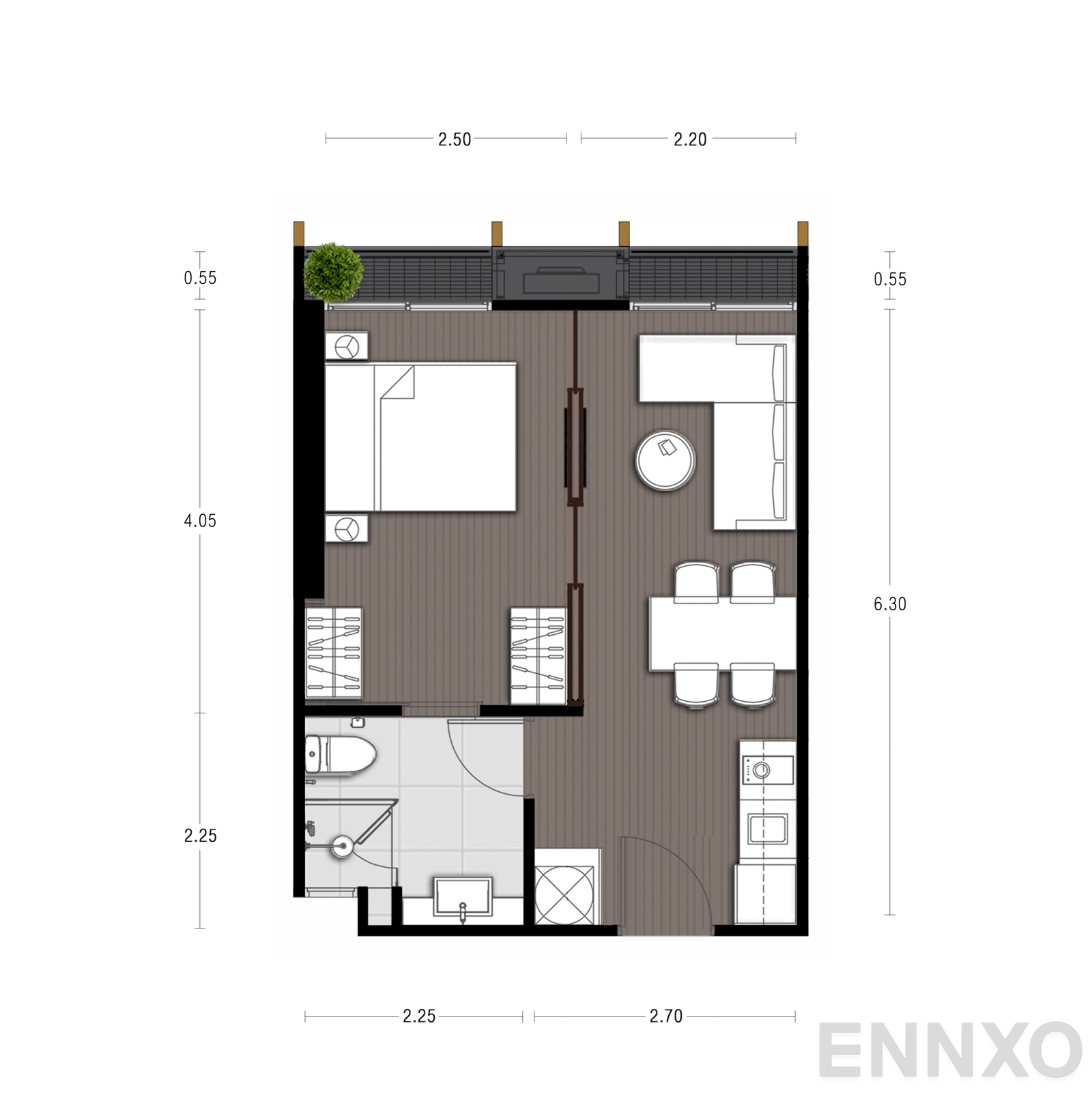 รูปแปลนห้อง A4 ของโครงการ NOBLE STATE 39