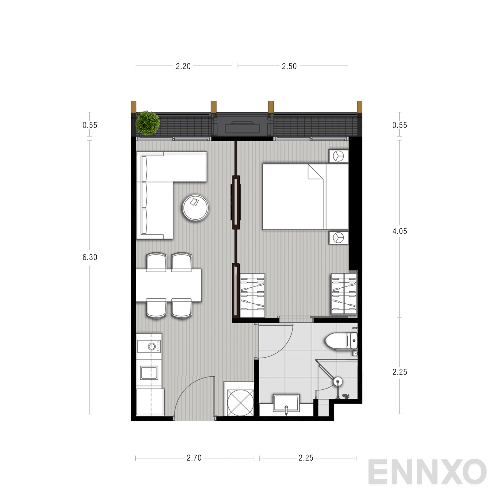 รูปแปลนห้อง A5 ของโครงการ NOBLE STATE 39