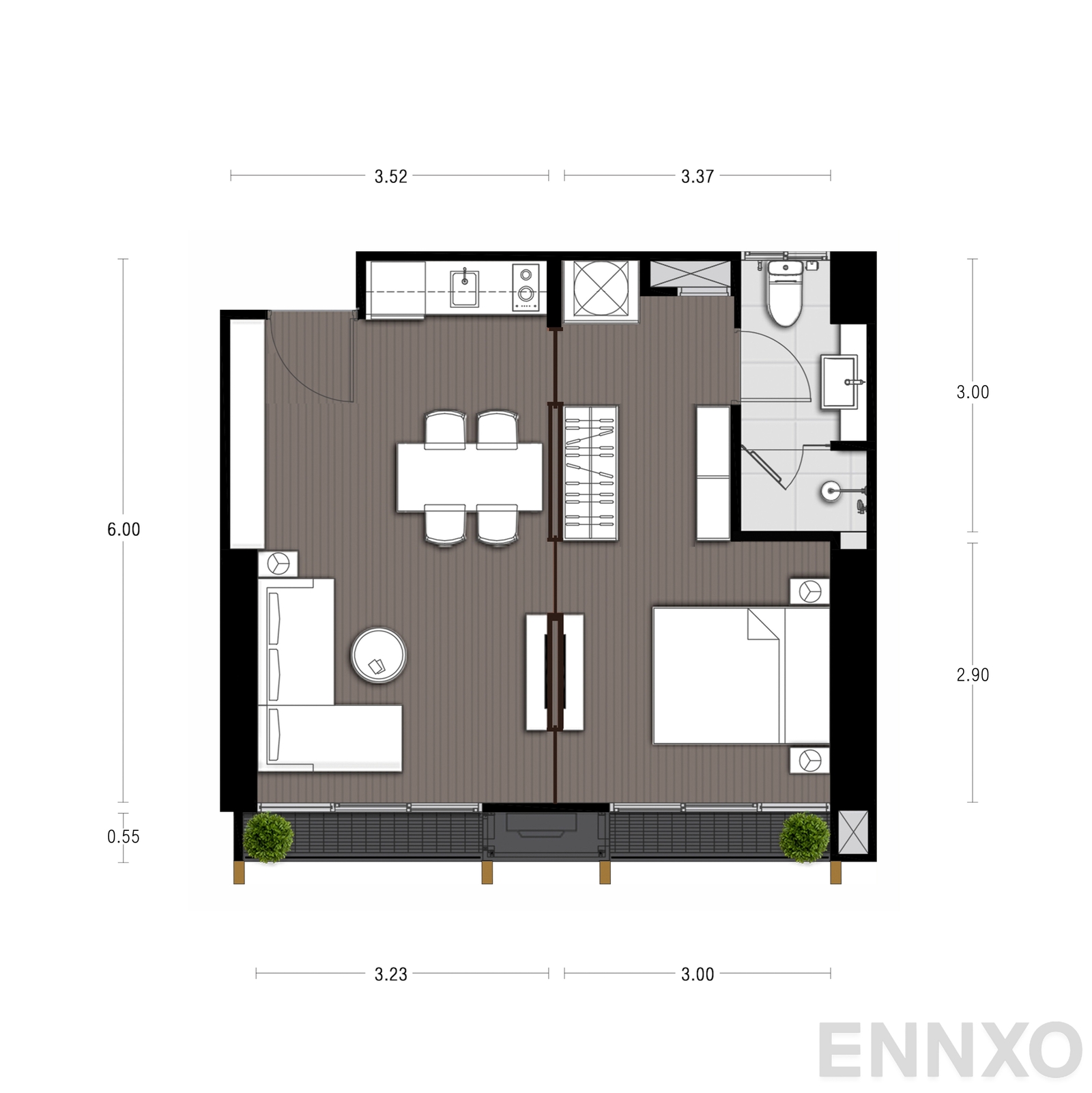 รูปแปลนห้อง A8 ของโครงการ NOBLE STATE 39