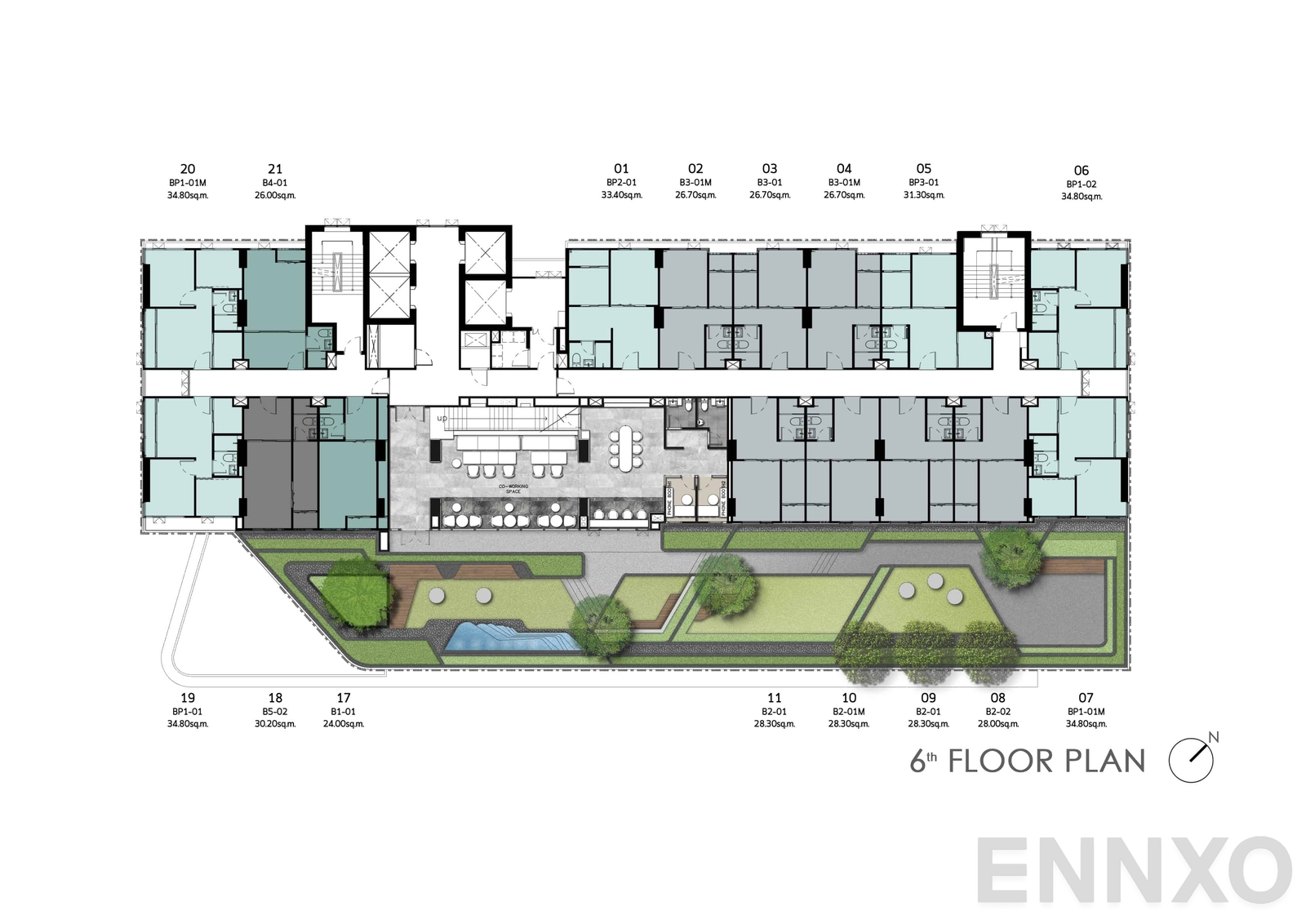แปลนชั้น 6 Floor Plan ของโครงการ นอตติ้ง ฮิลล์ ระยอง