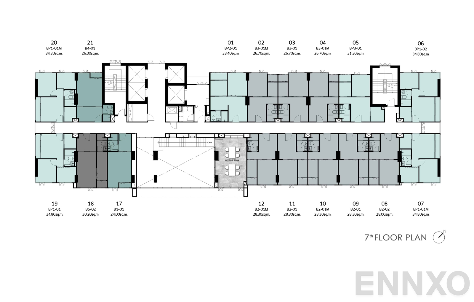 แปลนชั้น 7 Floor Plan ของโครงการ นอตติ้ง ฮิลล์ ระยอง