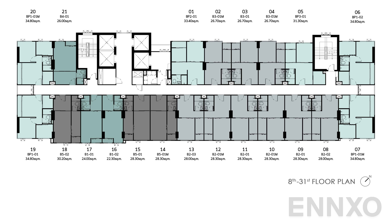 แปลนชั้น 8-31 Floor Plan ของโครงการ นอตติ้ง ฮิลล์ ระยอง