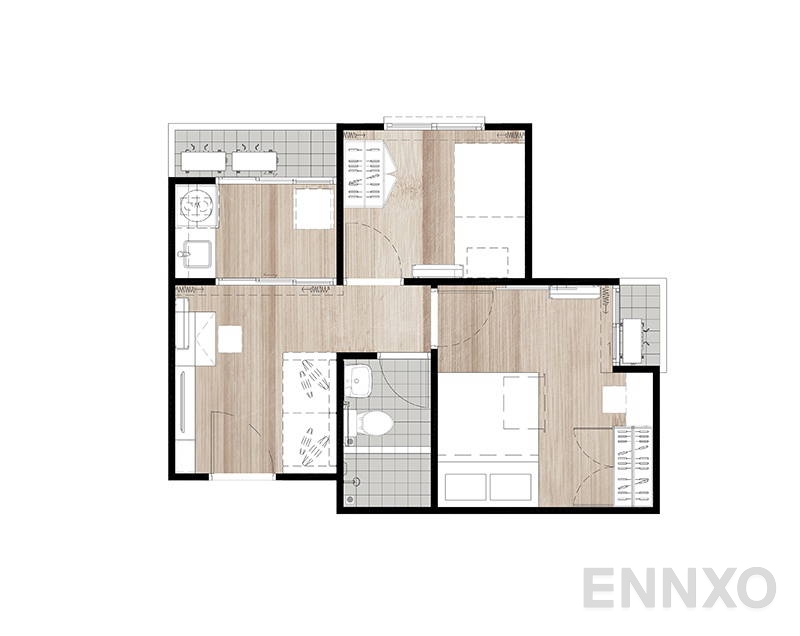 รูปแปลนห้อง 1 Bedroom Plus ของโครงการ Notting Hill – Sukhumvit 105