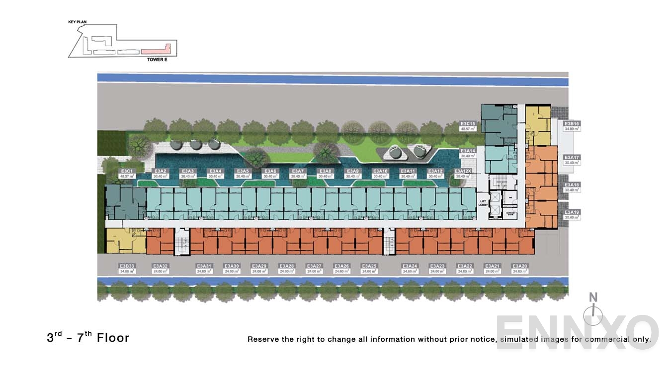 แปลนชั้น 3 - 7 Floor ของโครงการ นิว คอนเน็กซ์ ดอนเมือง