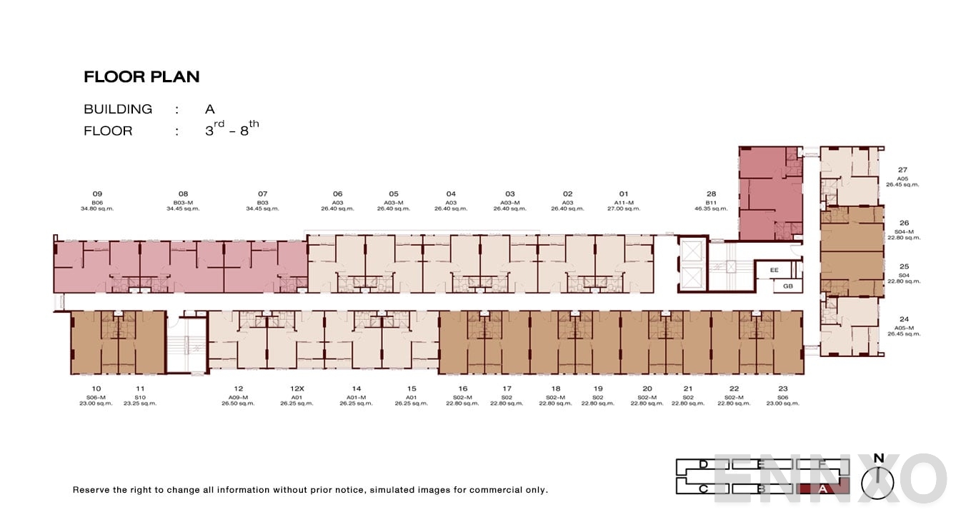 แปลนชั้น 3-8 Floor ของโครงการ Nue Core Khu Khot Station