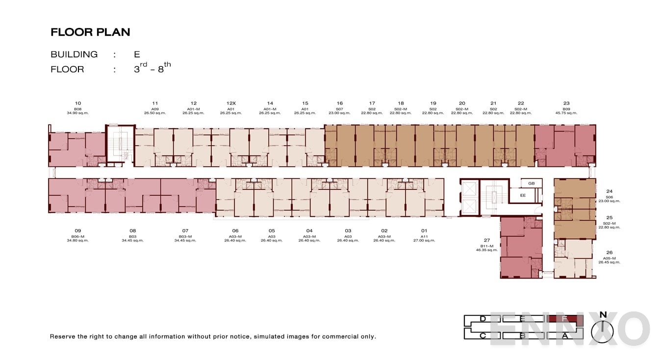 แปลนชั้น 3-8 Floor ของโครงการ Nue Core Khu Khot Station