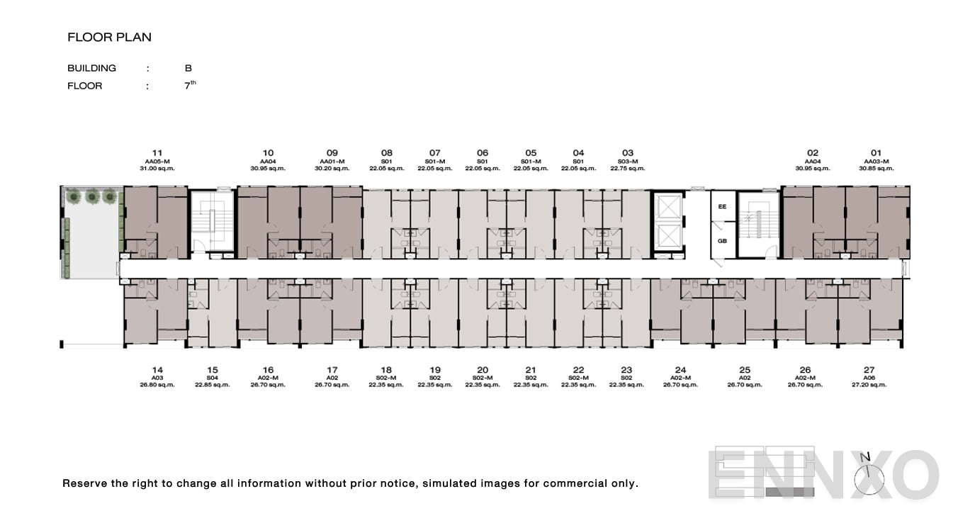 แปลนชั้น 7 Floor ของโครงการ นิว ครอส คูคต สเตชัน