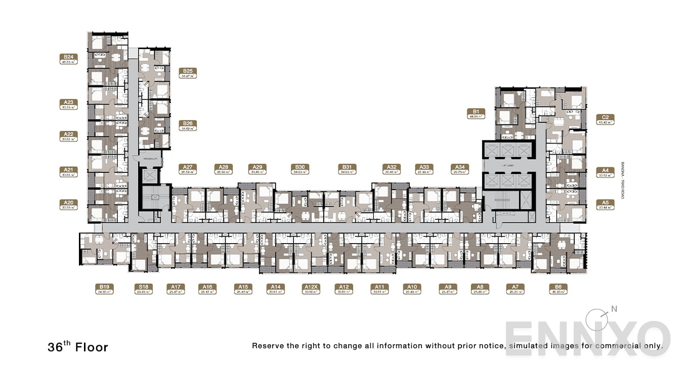 แปลนชั้น 36 Floor ของโครงการ นิว เมกา พลัส บางนา