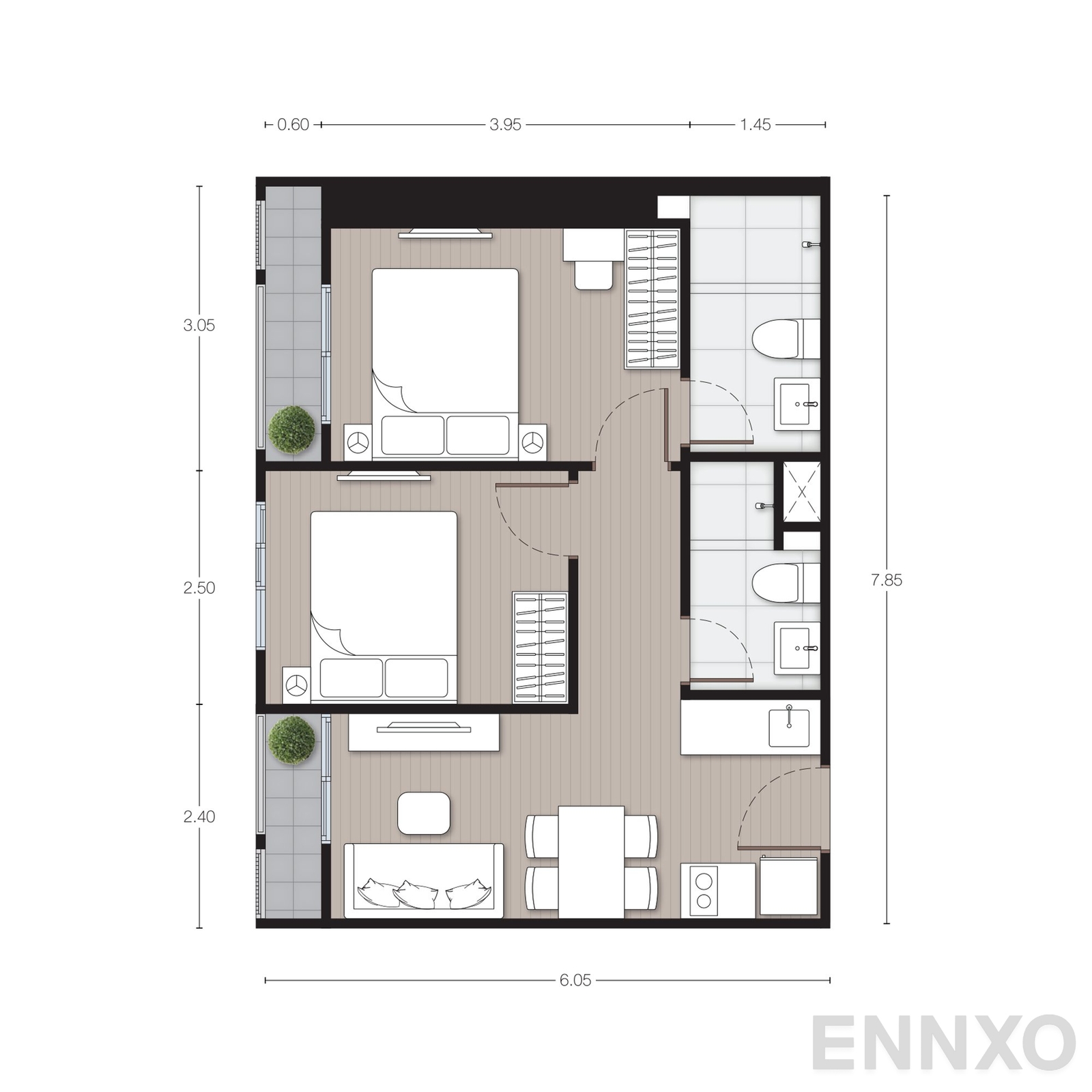 รูปแปลนห้อง B1 ของโครงการ นิว เมกา พลัส บางนา