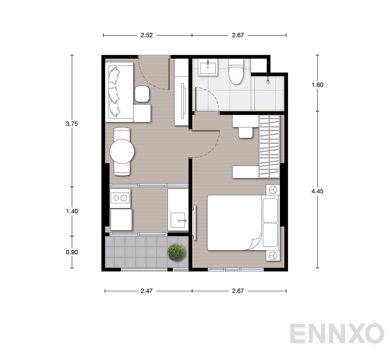 รูปแปลนห้อง A14 ของโครงการ นิว เมกา พลัส บางนา
