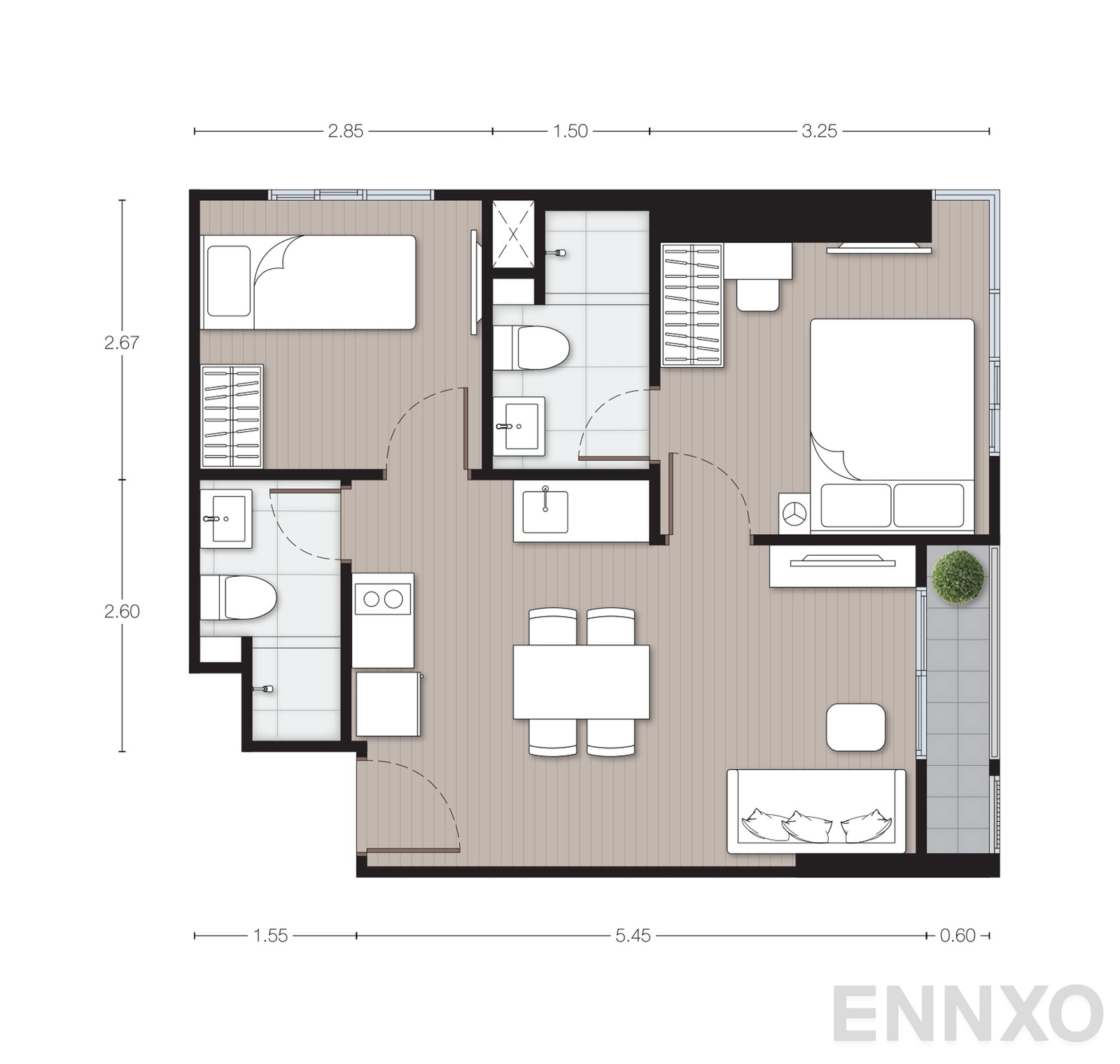 รูปแปลนห้อง B2 ของโครงการ นิว เมกา พลัส บางนา