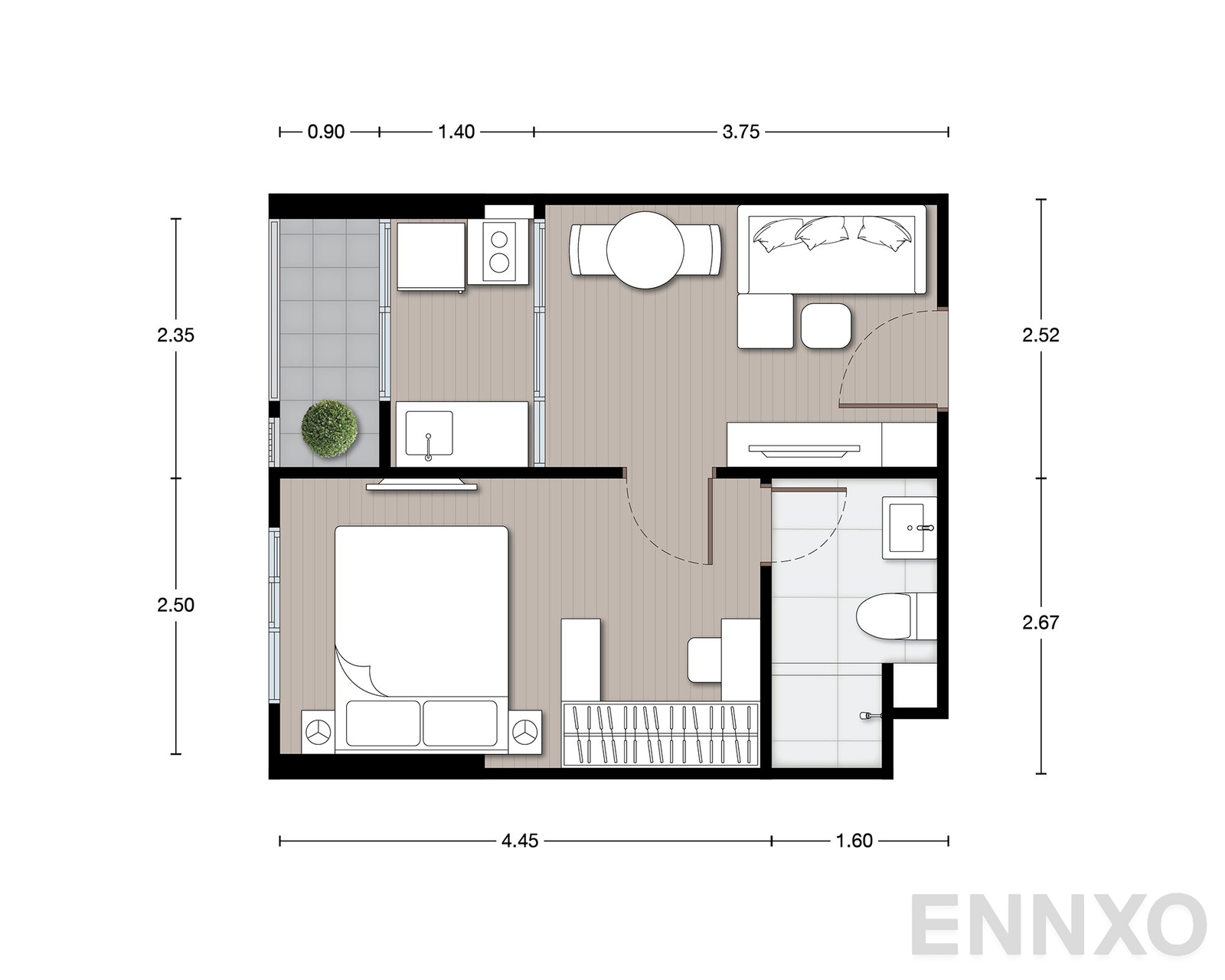 รูปแปลนห้อง A22 ของโครงการ นิว เมกา พลัส บางนา