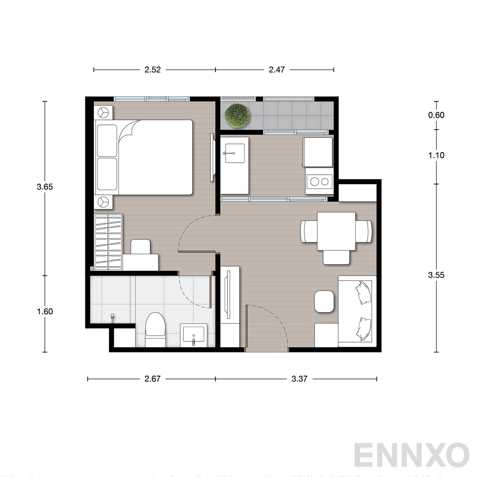 รูปแปลนห้อง A34 ของโครงการ นิว เมกา พลัส บางนา