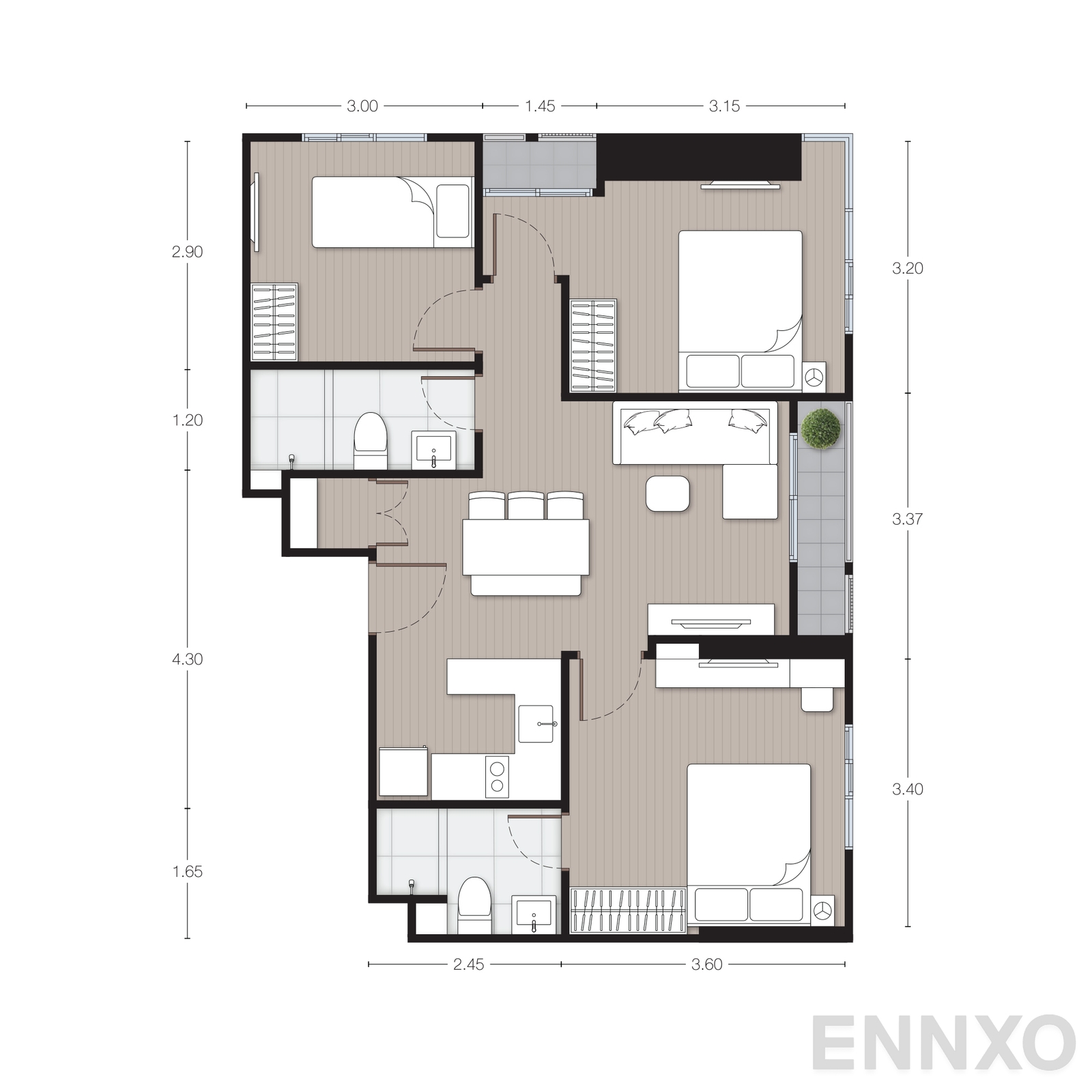 รูปแปลนห้อง C2 ของโครงการ นิว เมกา พลัส บางนา