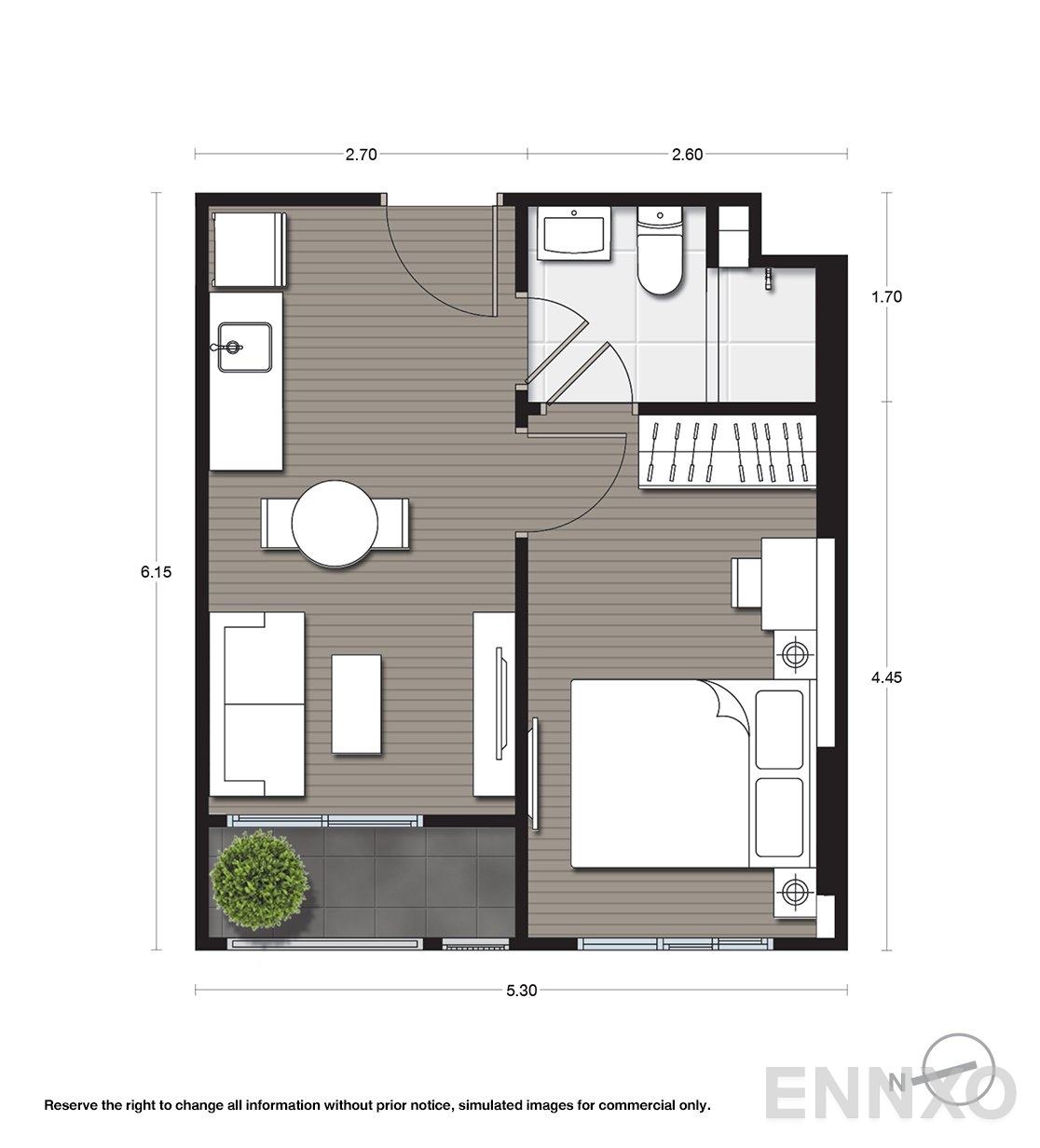 รูปแปลนห้อง A6 ของโครงการ นิว โนเบิล แจ้งวัฒนะ