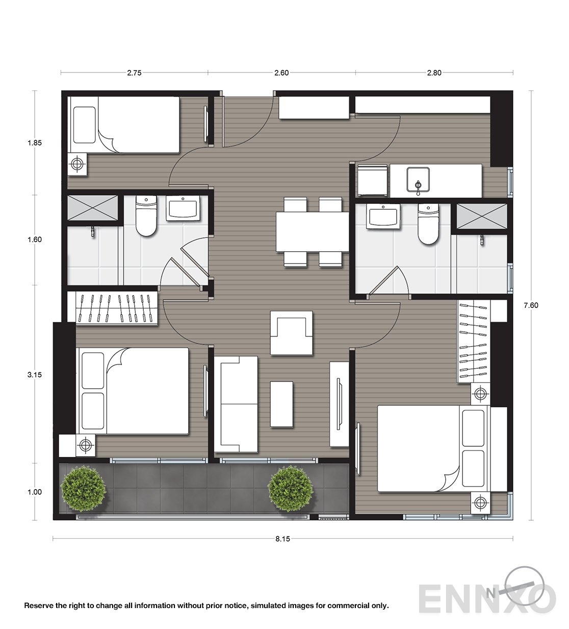 รูปแปลนห้อง C23 ของโครงการ นิว โนเบิล แจ้งวัฒนะ