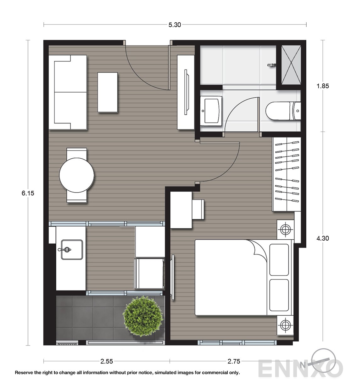 รูปแปลนห้อง A24 ของโครงการ นิว โนเบิล แจ้งวัฒนะ