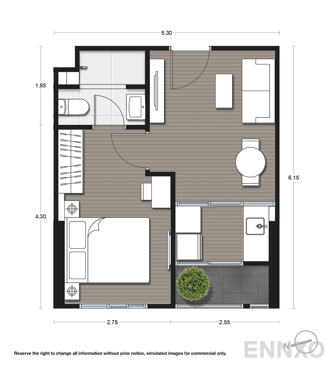 รูปแปลนห้อง A25 ของโครงการ นิว โนเบิล แจ้งวัฒนะ