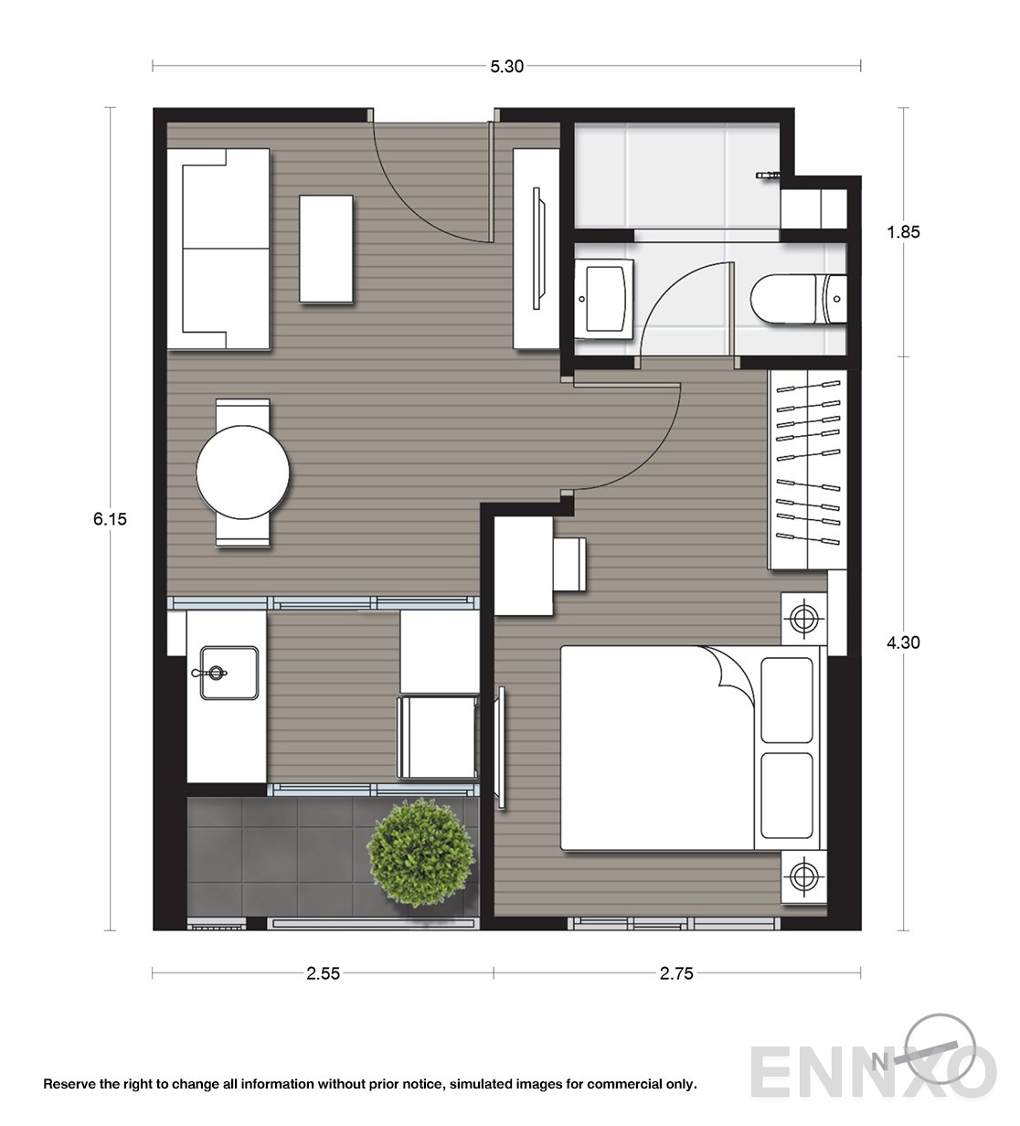 รูปแปลนห้อง A28 ของโครงการ นิว โนเบิล แจ้งวัฒนะ