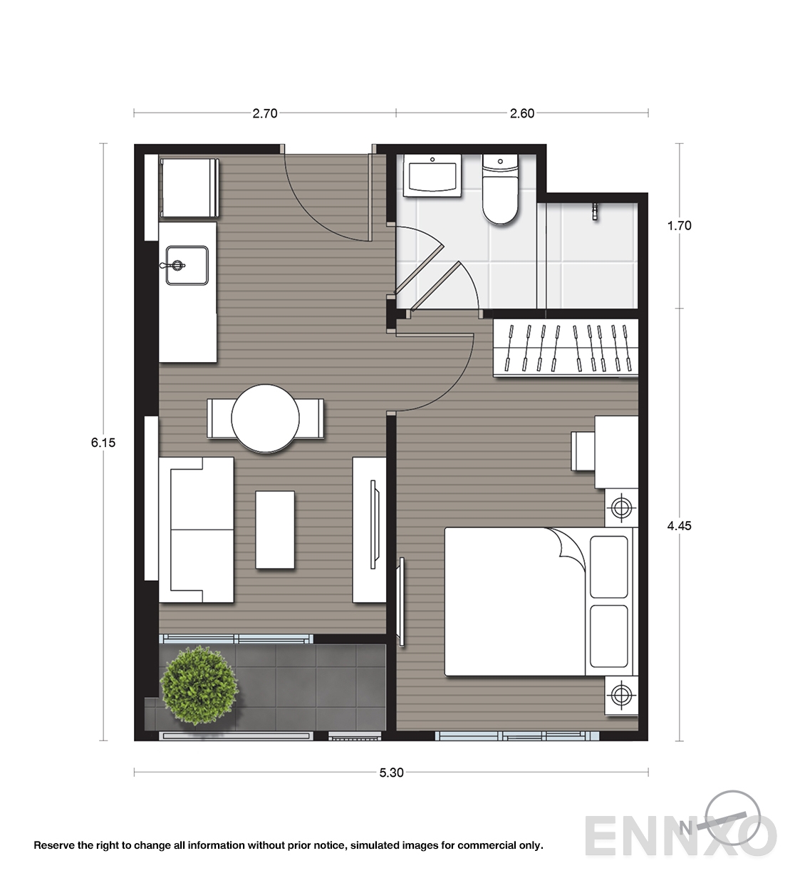 รูปแปลนห้อง A2 ของโครงการ นิว โนเบิล แจ้งวัฒนะ