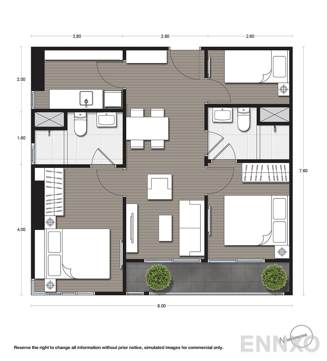 รูปแปลนห้อง C7 ของโครงการ นิว โนเบิล แจ้งวัฒนะ