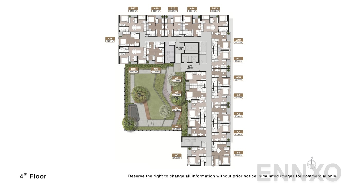 แปลนชั้น 4 Floor ของโครงการ Nue Noble Faichai - Wanglang