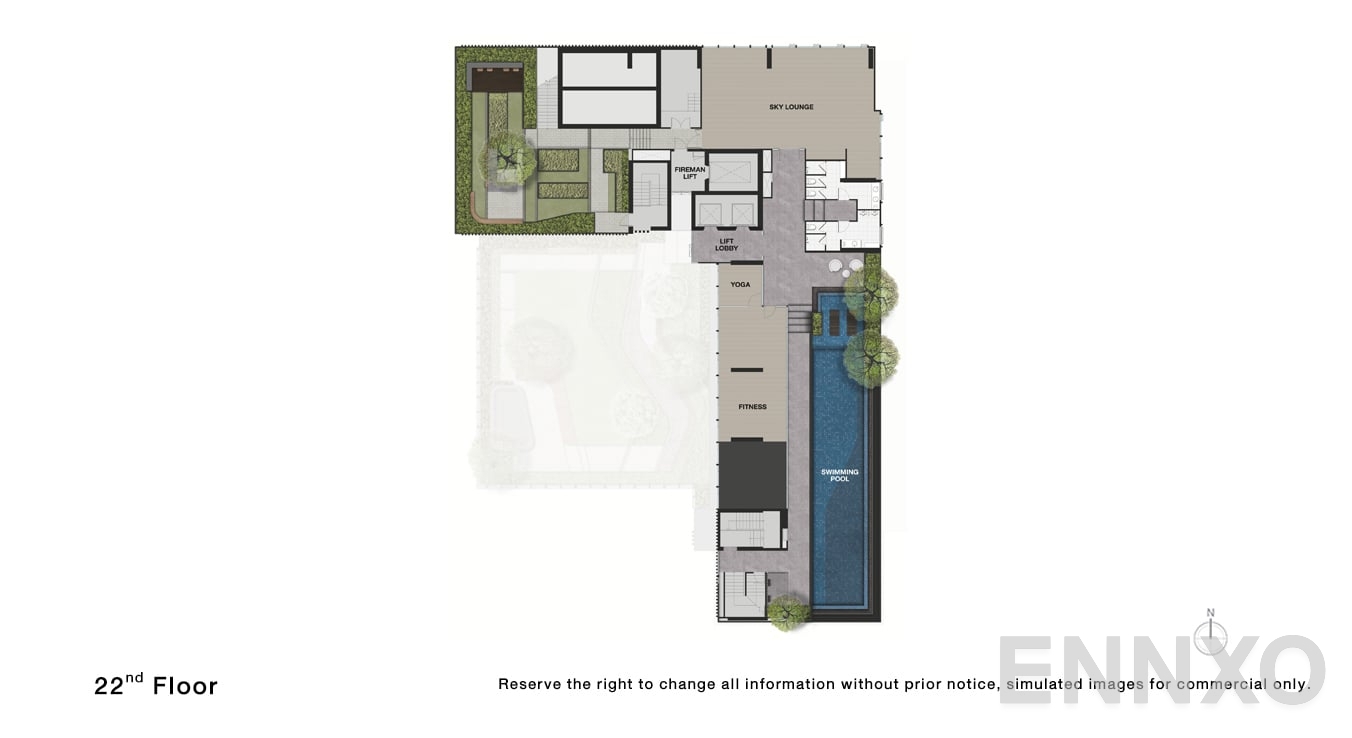 แปลนชั้น 22 Floor ของโครงการ Nue Noble Faichai - Wanglang