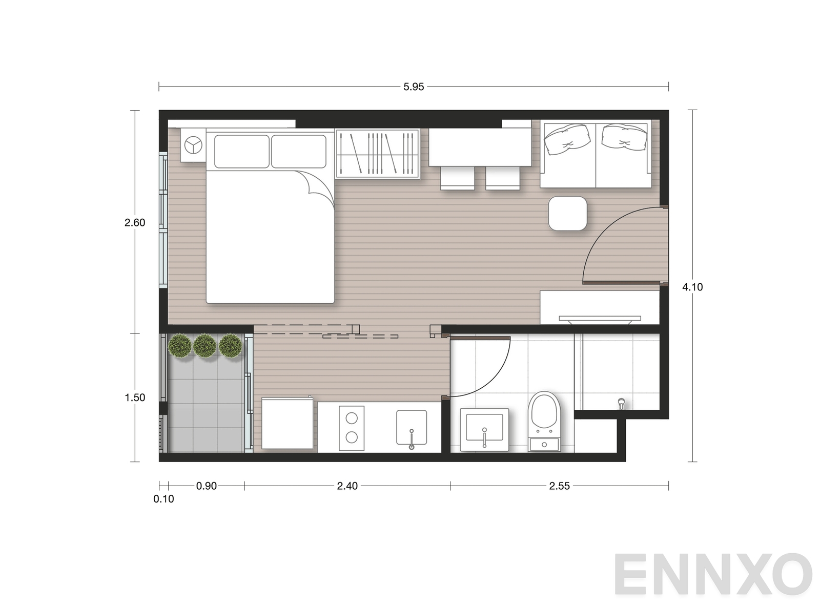 รูปแปลนห้อง A1 ของโครงการ Nue Noble Faichai - Wanglang