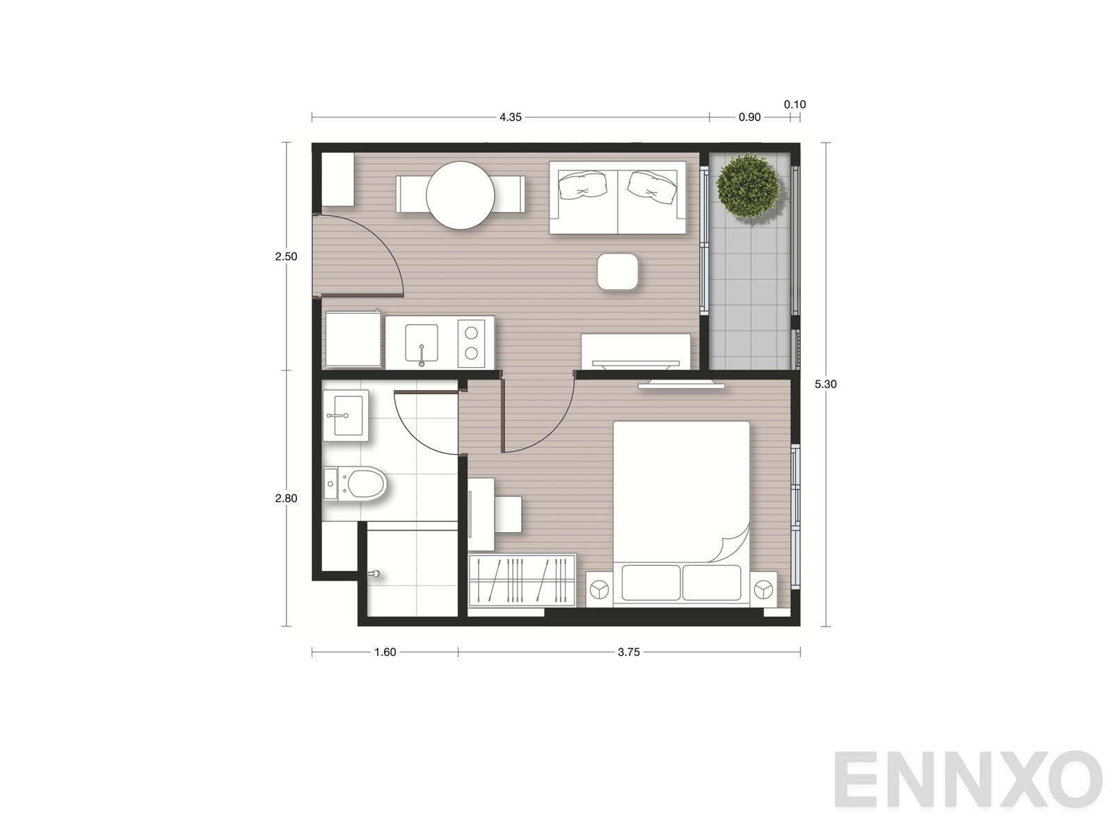 รูปแปลนห้อง A12 ของโครงการ Nue Noble Faichai - Wanglang