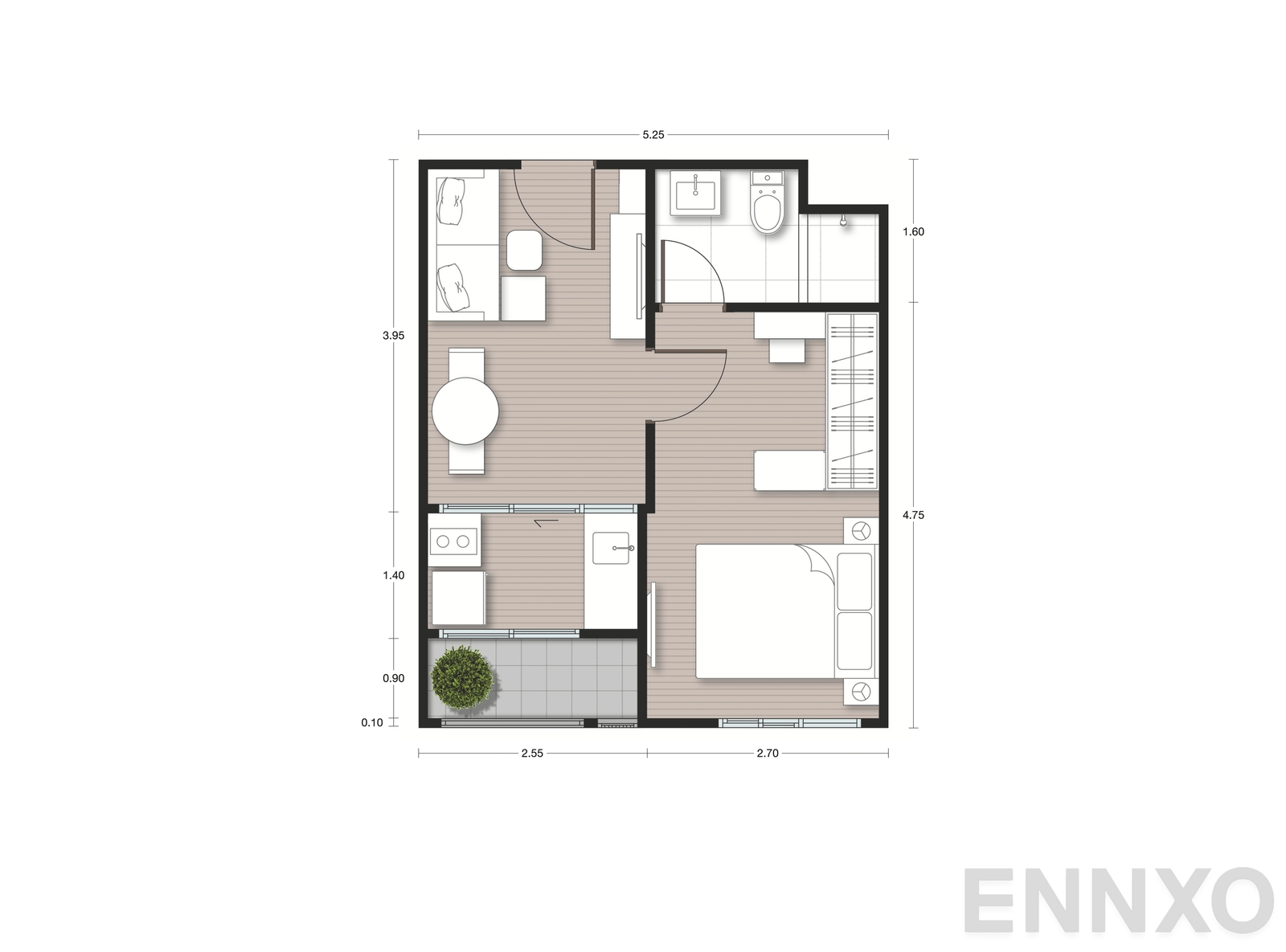 รูปแปลนห้อง A20 ของโครงการ Nue Noble Faichai - Wanglang