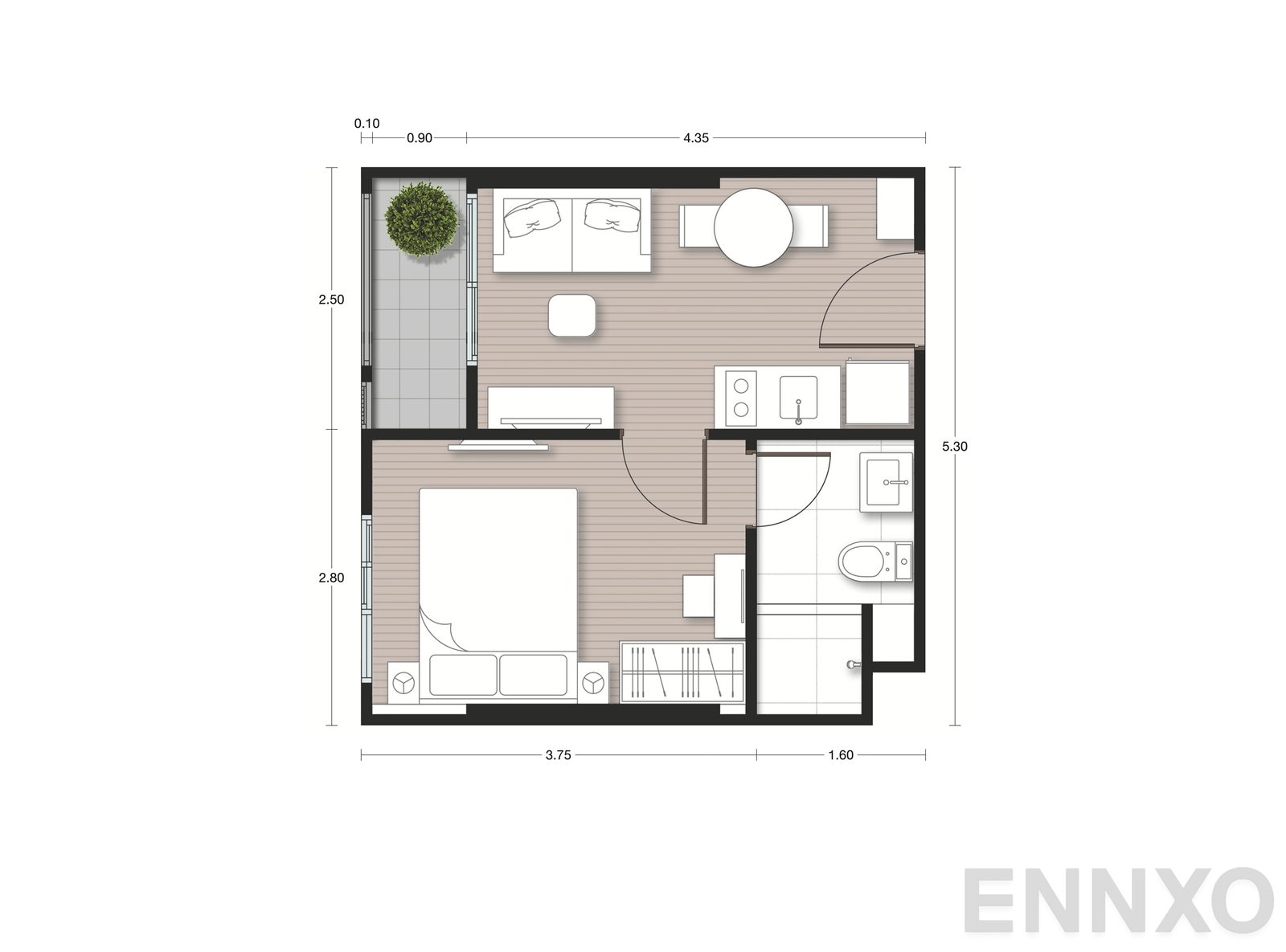 รูปแปลนห้อง A3 ของโครงการ Nue Noble Faichai - Wanglang