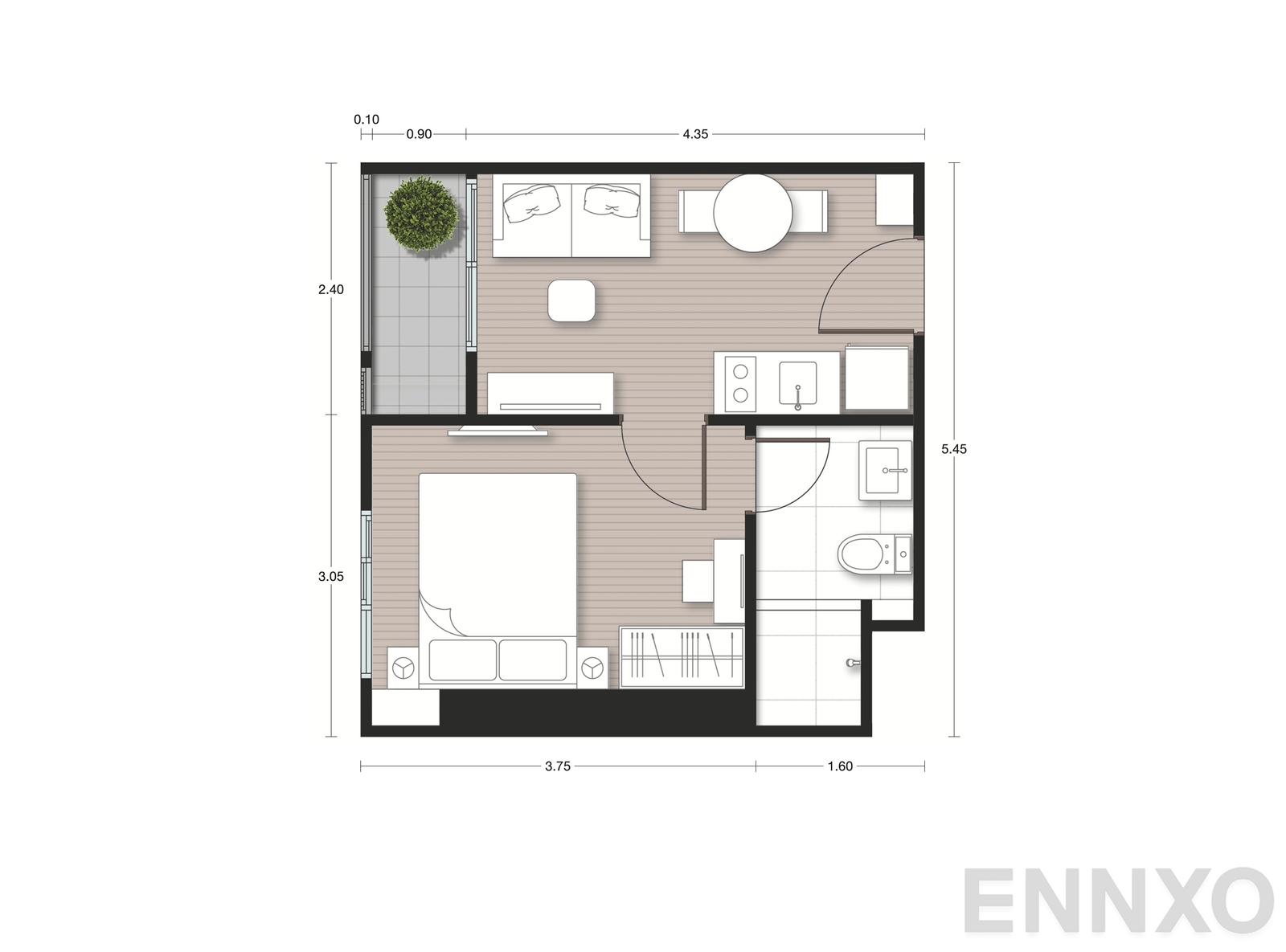 รูปแปลนห้อง A5 ของโครงการ Nue Noble Faichai - Wanglang