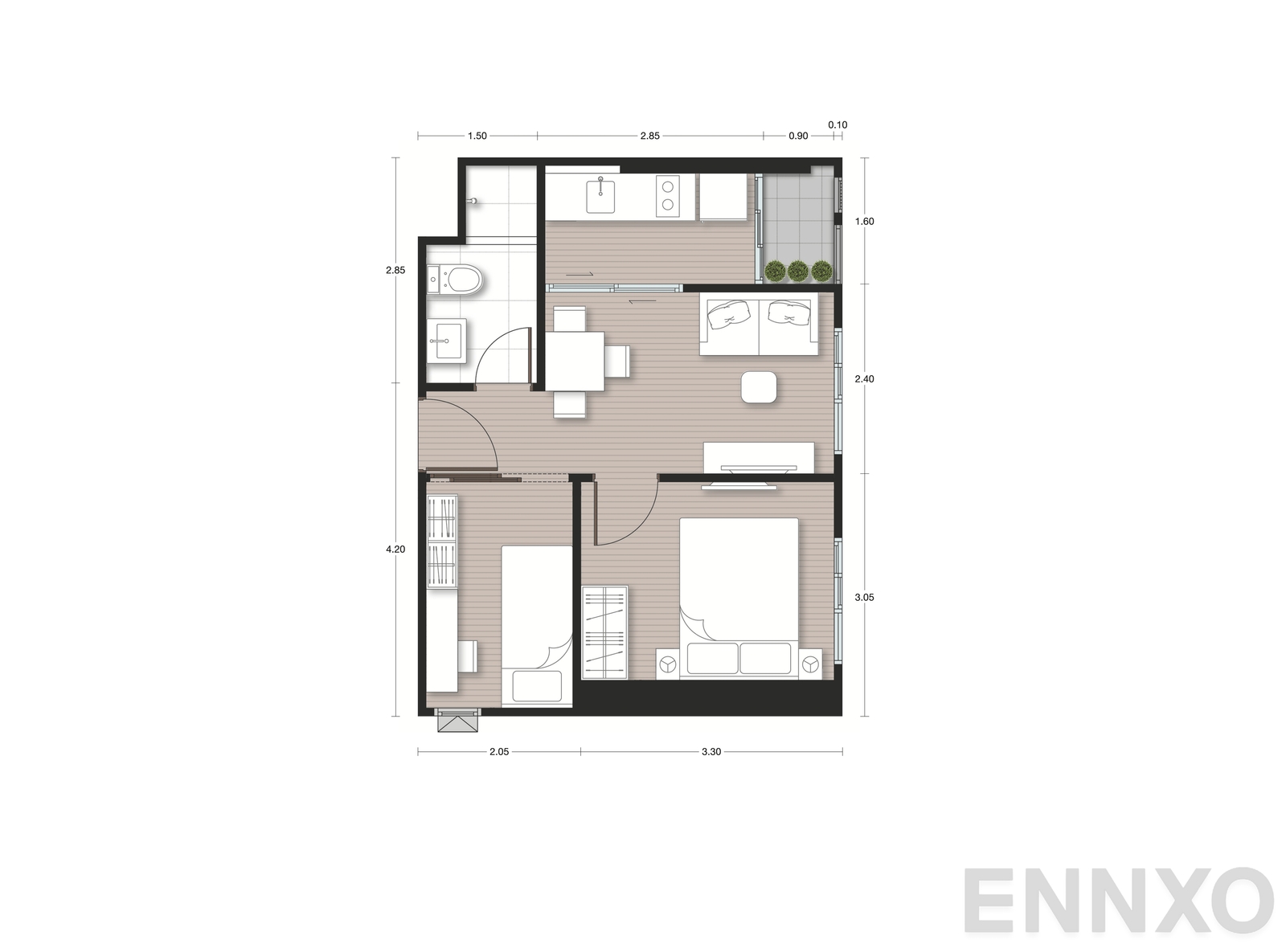 รูปแปลนห้อง B6 ของโครงการ Nue Noble Faichai - Wanglang