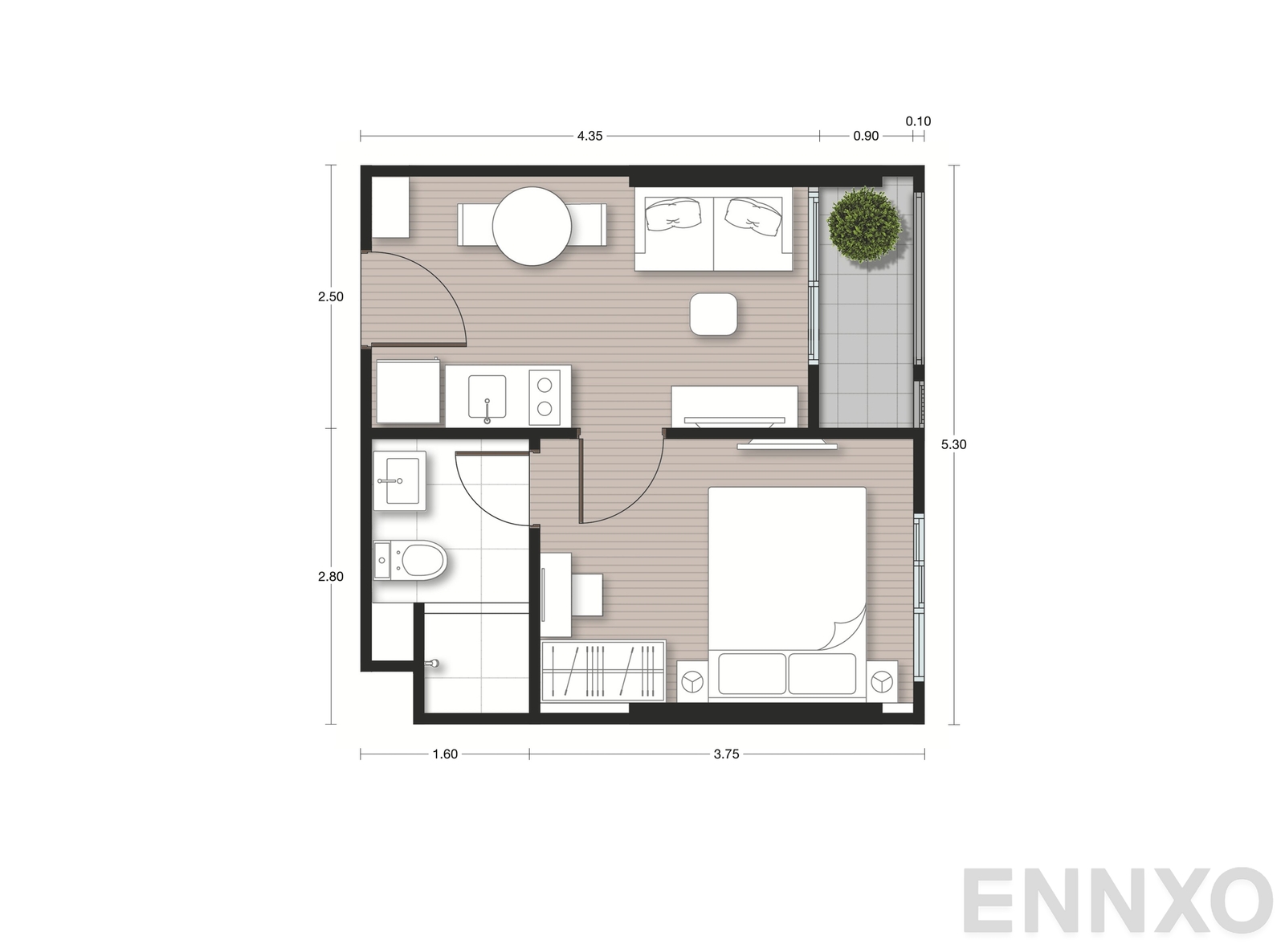 รูปแปลนห้อง A8 ของโครงการ Nue Noble Faichai - Wanglang