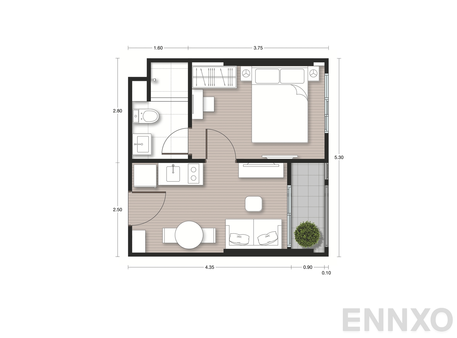 รูปแปลนห้อง A9 ของโครงการ Nue Noble Faichai - Wanglang