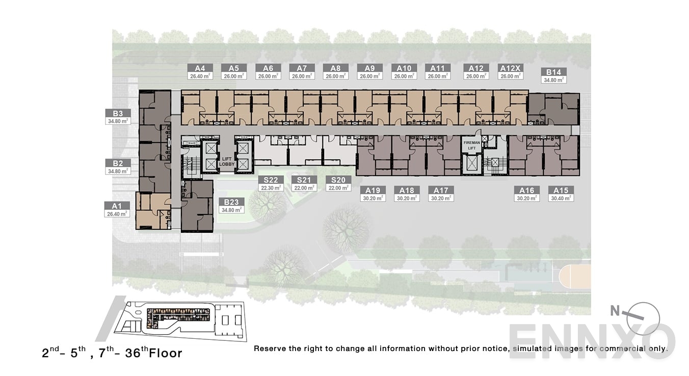 แปลนชั้น 2-5, 7-36 Floor ของโครงการ นิว โนเบิล งามวงศ์วาน