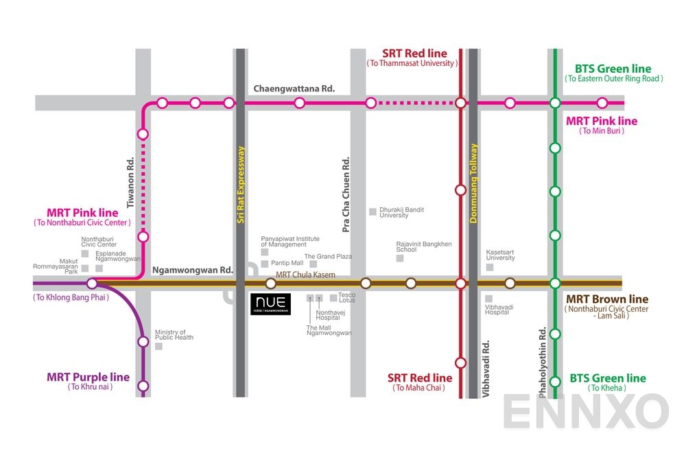 ภาพแผนที่แสดงที่ตั้งโครงการ Nue Noble Ngamwongwan
(นิว โนเบิล งามวงศ์วาน) และสถานที่โดยรอบ