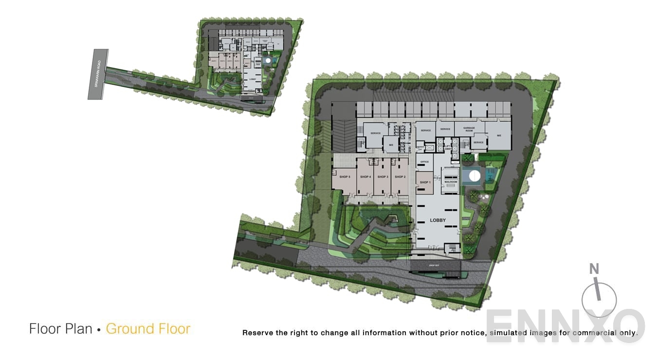 แปลนชั้น Ground Floor ของโครงการ นิว โนเบิล ศรีนครินทร์ - ลาซาล