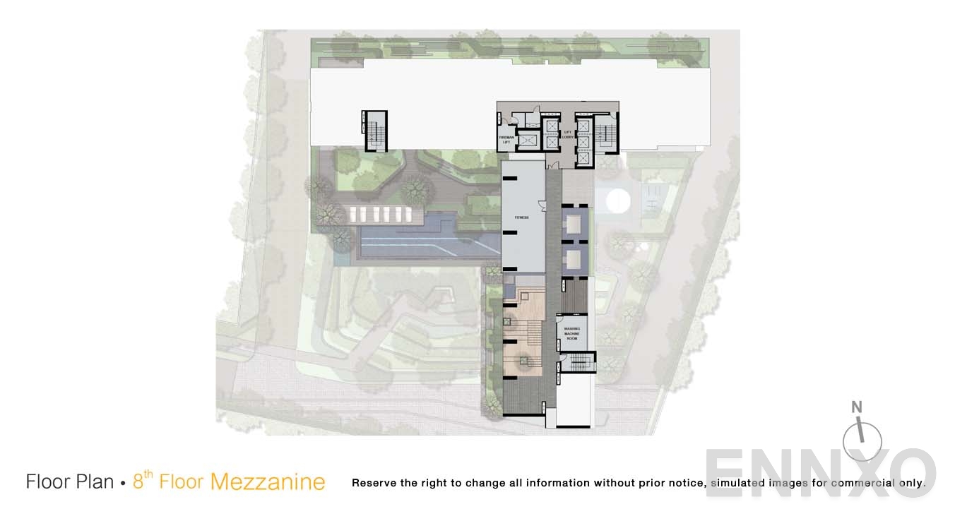 แปลนชั้น 8 Floor Mezzanine ของโครงการ นิว โนเบิล ศรีนครินทร์ - ลาซาล