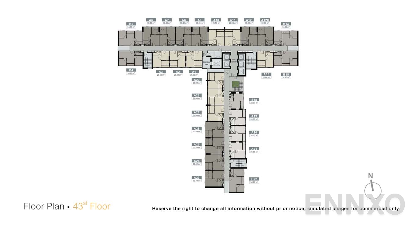แปลนชั้น 43 Floor ของโครงการ นิว โนเบิล ศรีนครินทร์ - ลาซาล