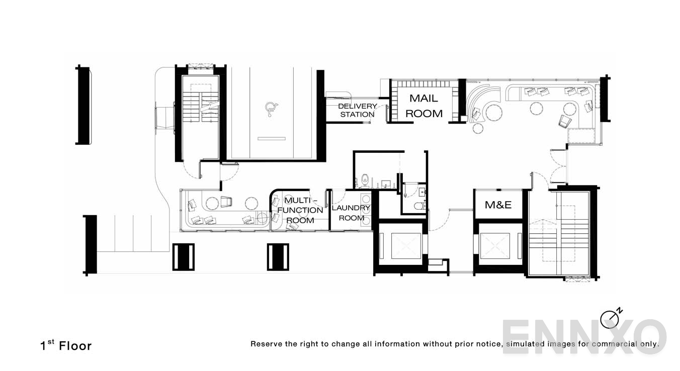 แปลนชั้น 1 Floor ของโครงการ NUE Riverest Ratburana