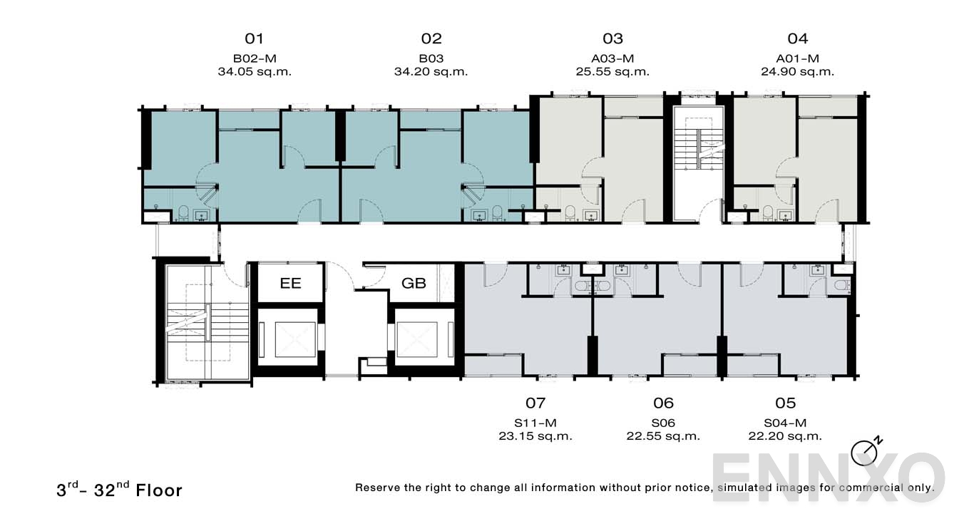แปลนชั้น 3 - 32 Floor ของโครงการ NUE Riverest Ratburana