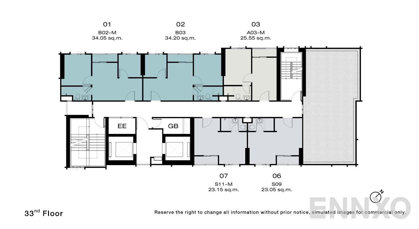 แปลนชั้น 33 Floor ของโครงการ NUE Riverest Ratburana