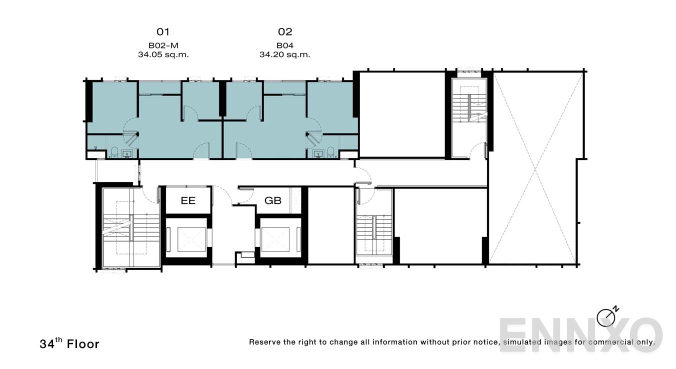 แปลนชั้น 34 Floor ของโครงการ NUE Riverest Ratburana