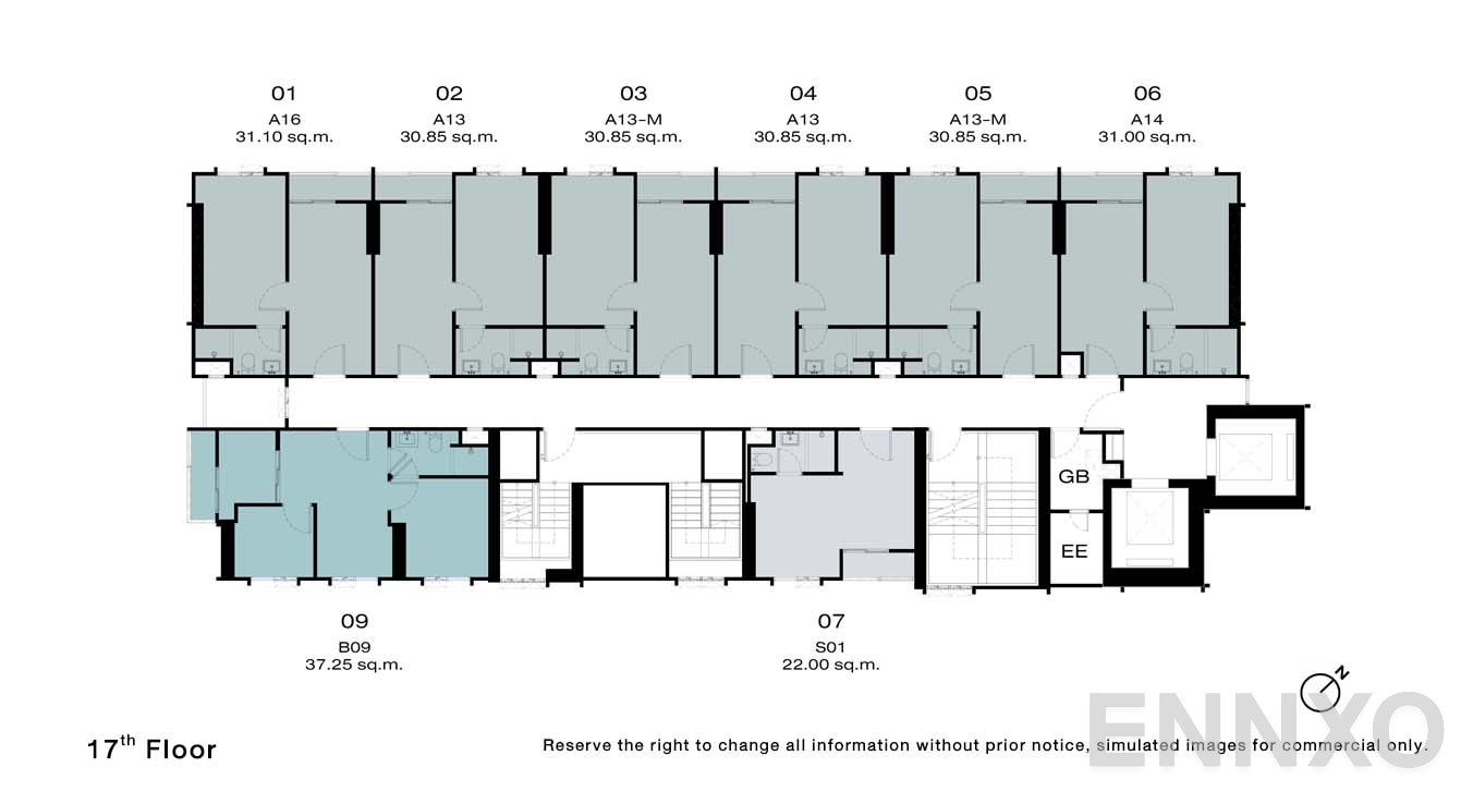 แปลนชั้น 17 Floor ของโครงการ NUE Riverest Ratburana