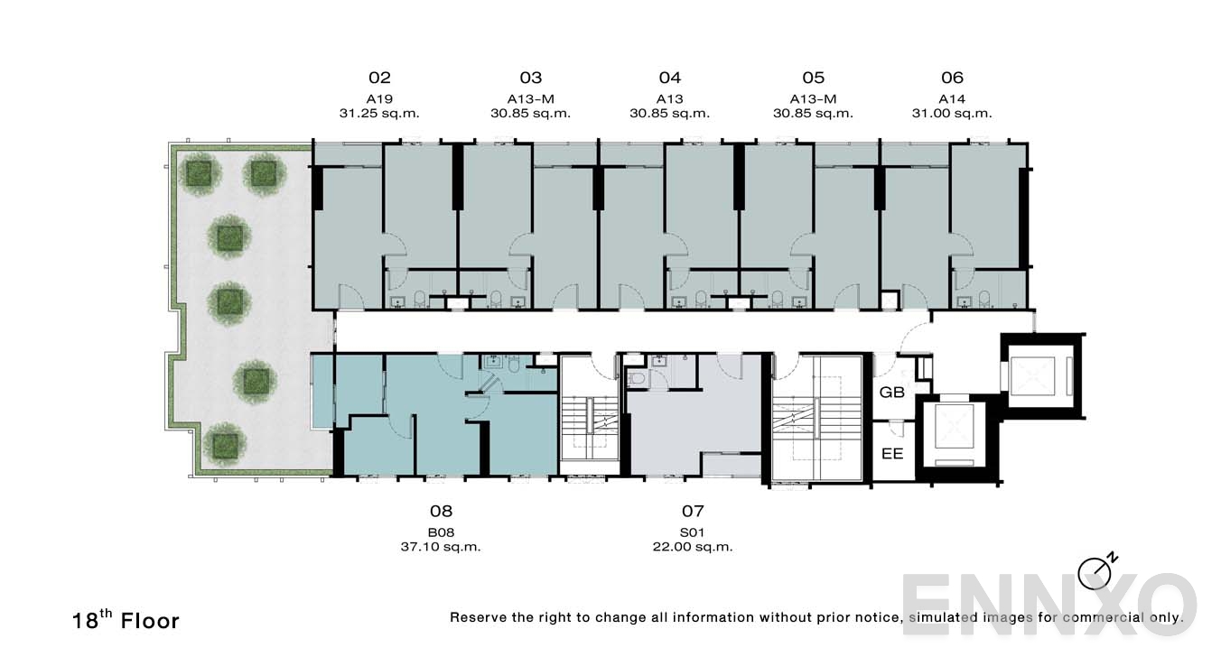 แปลนชั้น 18 Floor ของโครงการ NUE Riverest Ratburana